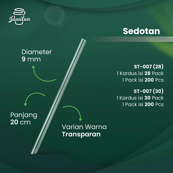 Sedotan Transparan 6mm x 20cm - Jawilan