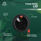 Tutup Gelas Plastik Minuman LID Heart Hitam Frosted 2